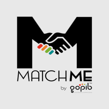 Logo MatchMe by Gopib Nero su fondo Grigio