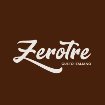Logo ZeroTre Gusto Italiano - Gelaterie Bianco su fondo Marrone